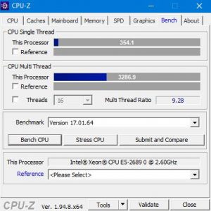 Windows 10 CPU-Z Test E5-2689