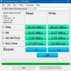 KESU usb 3.0 AS SSD Benchmark